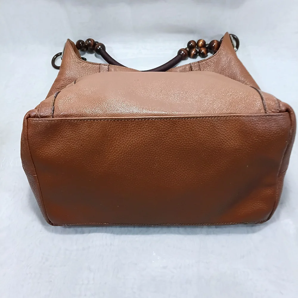 Tiganello Leather Hobo Bag With Beaded Ebellished Strap